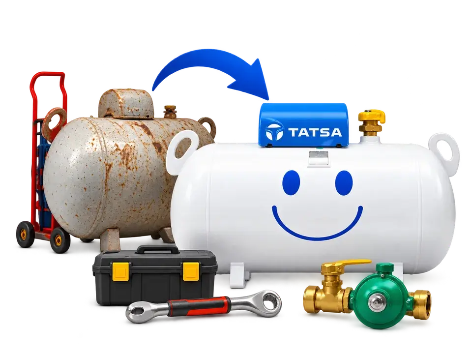 Imagen ilustrativa del Paquete Plus Cambio: tanque TATSA y materiales incluidos